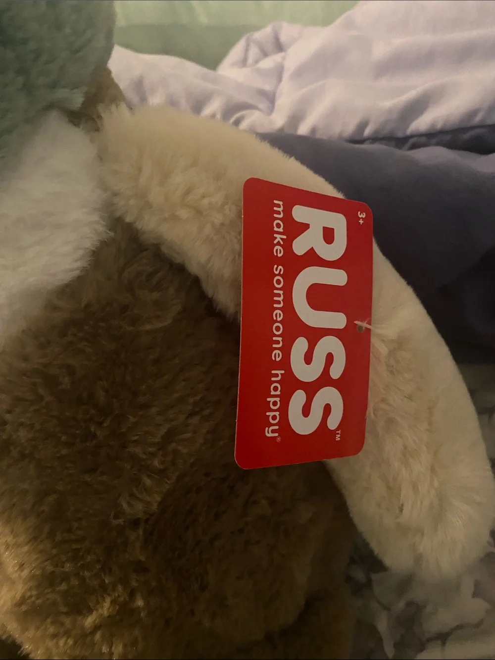 Russ Plush Duck in Mint Green, Brown and Orange